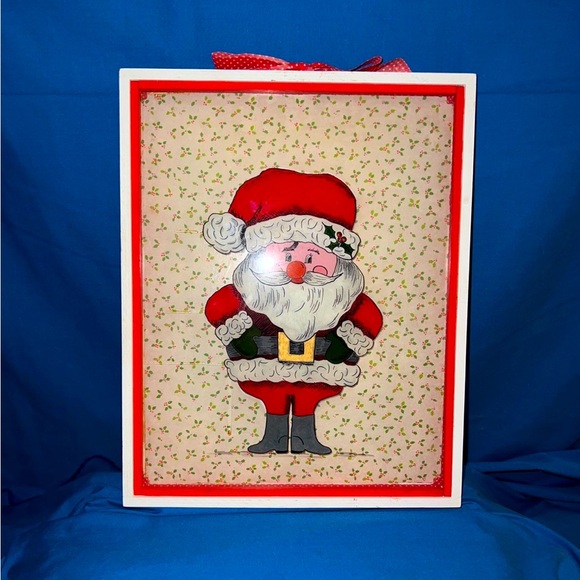 Framed Hand Painted Santa on Glass - Picture 1 of 5